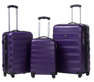 Merax Travelhouse Luggage 3 Piece Expandable Spinner Set - purple
