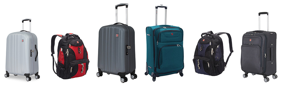 swiss gear luggage with wheels and backpacks