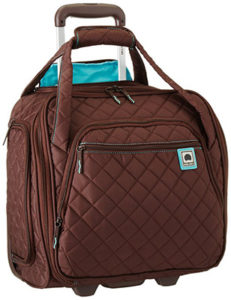 Delsey quilted rolling under seat tote