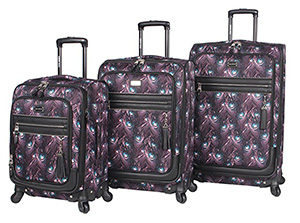 Steve Madden 3 Piece Softside Spinner Luggage Collection - peacock