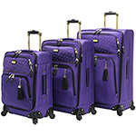 Steve Madden 3 Piece Softside Spinner Luggage Collection - purple