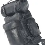 3pc Black Leather Motorcycle Luggage Set