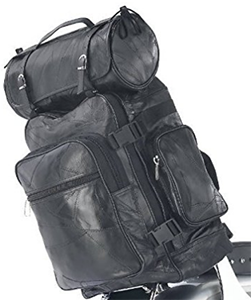 3pc Black Leather Motorcycle Luggage Set